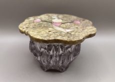 Scalloped Side Table with Floral Inlay