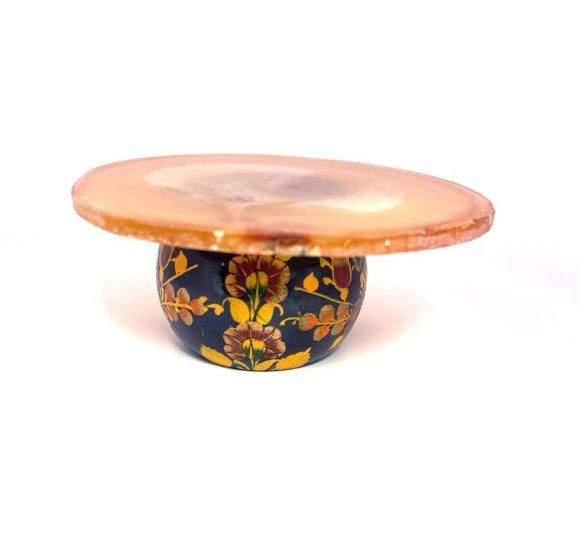 Gold Geode Coffee Table with Floral Bottom - Image 3