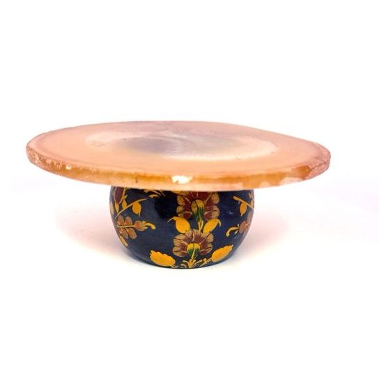 Gold Geode Coffee Table with Floral Bottom - Image 2