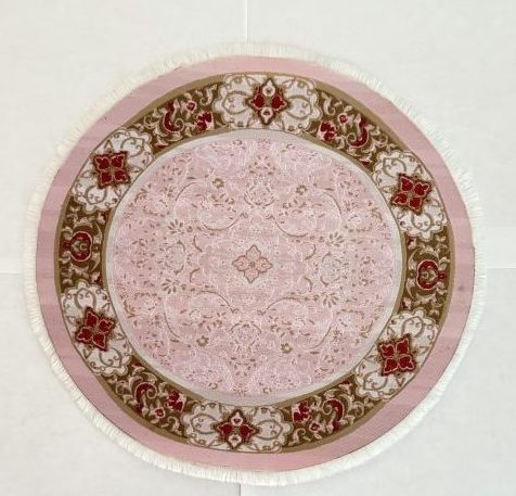 Round Pink Area Rug with Fringe