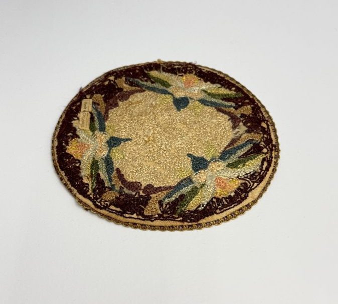Round Hooked Rug with Dark Purple