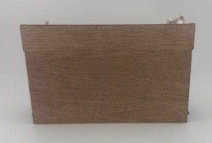 White Bathroom Sink in Walnut Cabinet - Image 2