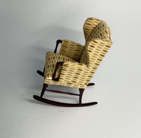 Dollhouse Miniature Bespaq Mahogany Rocker - Image 2
