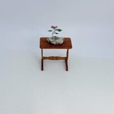 Walnut Table with Beaded Flower