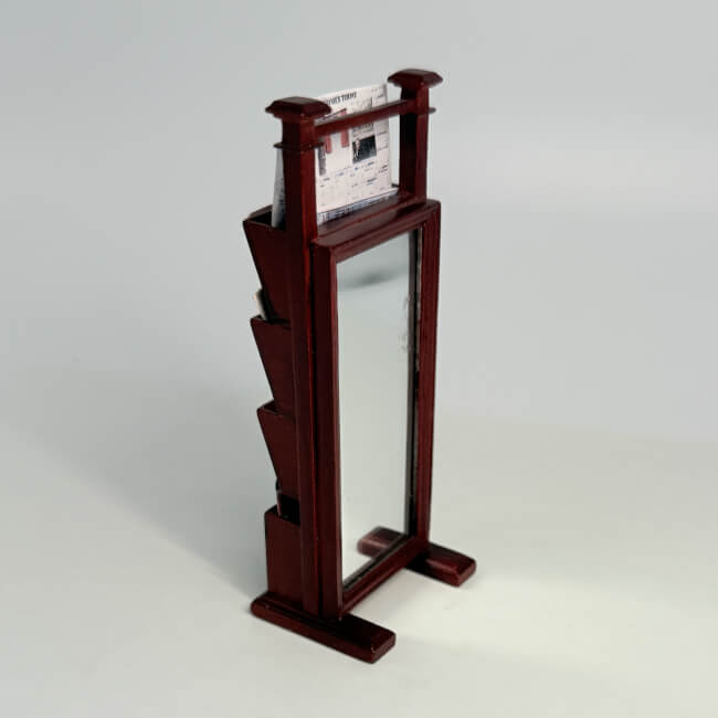 Bespaq Mahogany Newspaper Stand with Mirror - Image 2