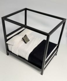 Black and White Bed with Canopy Frame