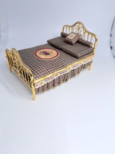 Brass Bed with Pleated Skirt