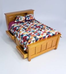 Pecan Bed with Bookcase Headboard