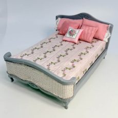 Gray Bed with Tapestry Bedding