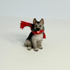 Gray and Black Dog with Knit Scarf