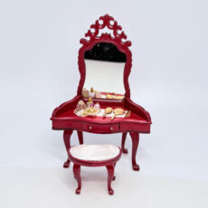Mahogany Vanity with Mirror and Stool