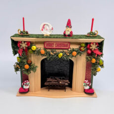 Christmas Fireplace with Fruit Swag